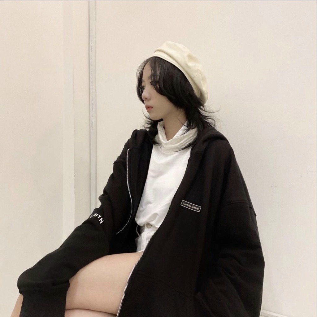 Áo Khoác Nỉ Thêu ANT Có Mũ 2 Lớp Chữ Cái Lưng Form Rộng Unisex