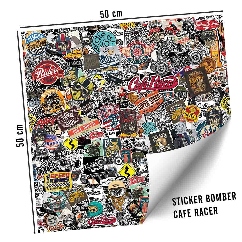 Sticker bomber hình dán nguyên tấm STICKER FACTORY  - Cafe Racer 50x50cm