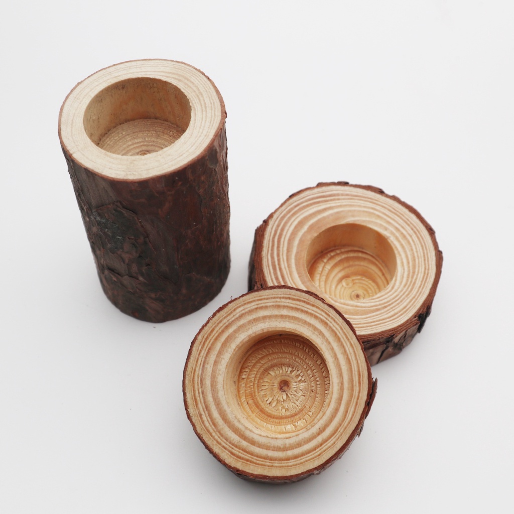 Chân Nến Dạng Khúc Gỗ Decor, Phụ Kiện Chụp Ảnh