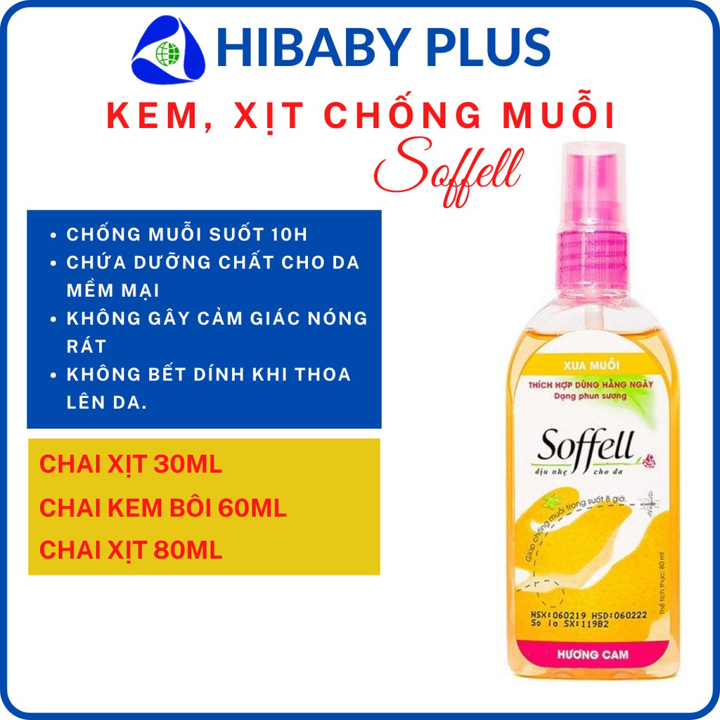 Kem bôi, xịt xua đuổi chống muỗi Soffell hiệu quả suốt 10 giờ cho bé và người lớn - Chai 30/60/80ml