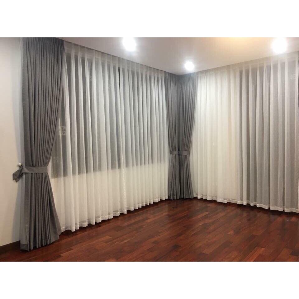 Rèm may sẵn màu ghi vân đá cao cấp