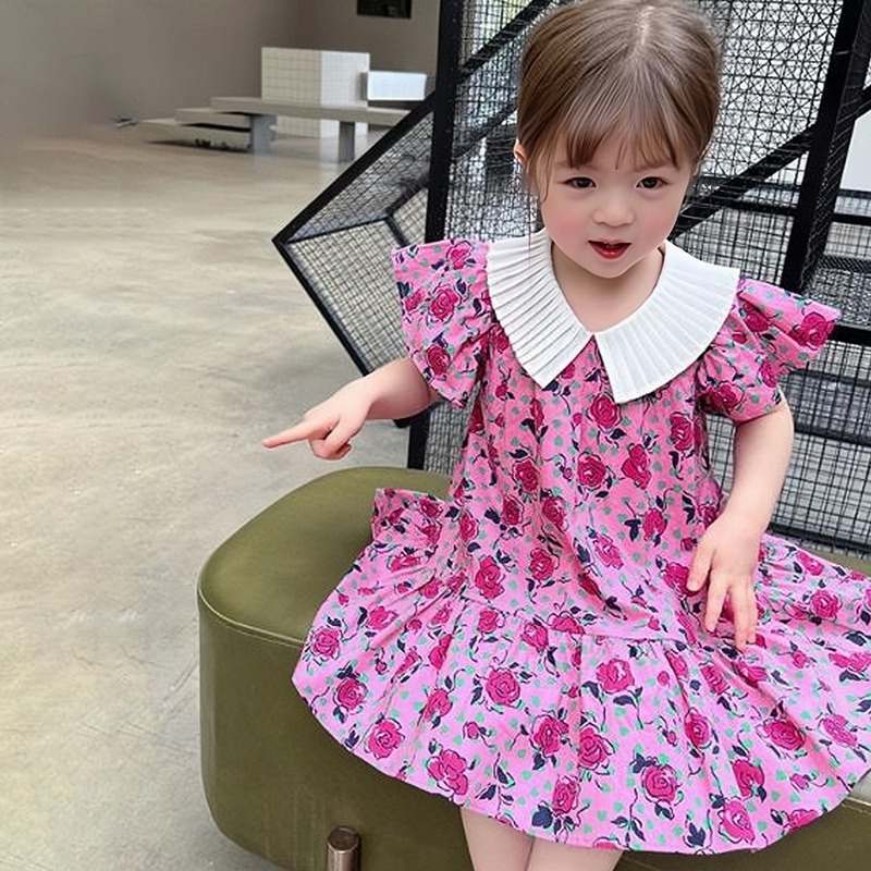 Se7en Đầm Công Chúa Tay Phồng In Hoa Mùa Hè Hàn Quốc Cho Bé Gái