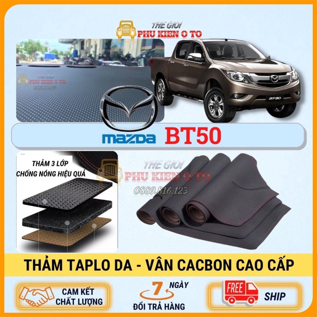 Thảm taplo Mazda BT50 2013- 2022 da Cacbon cao cấp, chống nóng ô tô hiệu quả