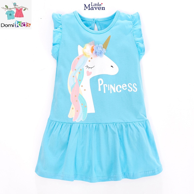 [Chính hãng] Đầm Cho Bé Gái Little Maven - Váy Cotton Ngựa Pony Domikids Từ 2-7 Tuổi Phong Cách Âu Mỹ