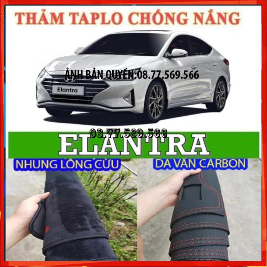THAM TAPLO DA VÂN GỖ XE HYUNDAI ELANTRA THẢM LÓT TAPLO 3 LỚP CHỐNG NÓNG XE HƠI Ô TÔ NHUNG LÔNG DA CARBON BẢO HÀNH 12TH