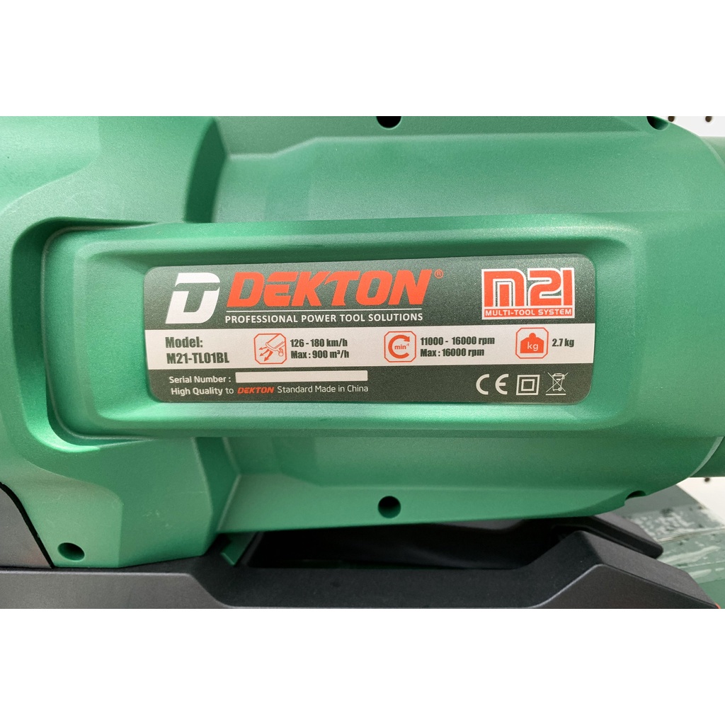 Máy Thổi Lá ⇐ ⇒Thổi Bụi Dekton / M21-TL01BL / Motor Brushless / Tốc Gió 180Km/h - Max 900 m³ / Chân Pin Makita