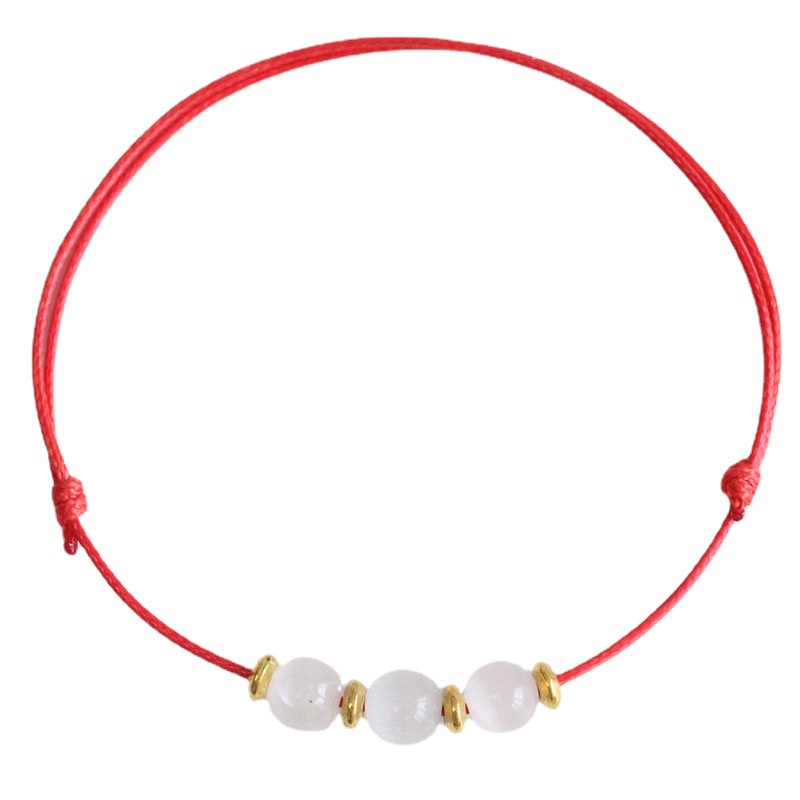 Vòng Tay Dây Bện Đính Đá Opal Nhân Tạo Màu Đỏ Phong Cách Nhật Bản Dành Cho Nữ 48