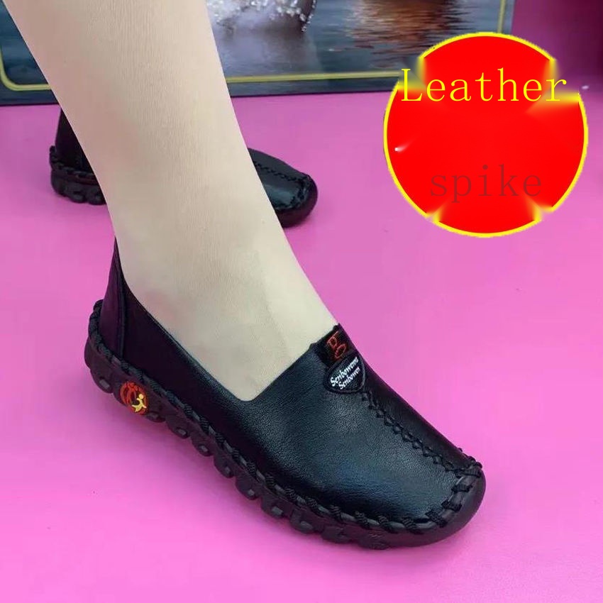 Giày Búp Bê Da Mềm Đế Bằng Thoải Mái Thời Trang Cho Phụ Nữ Trung Niên