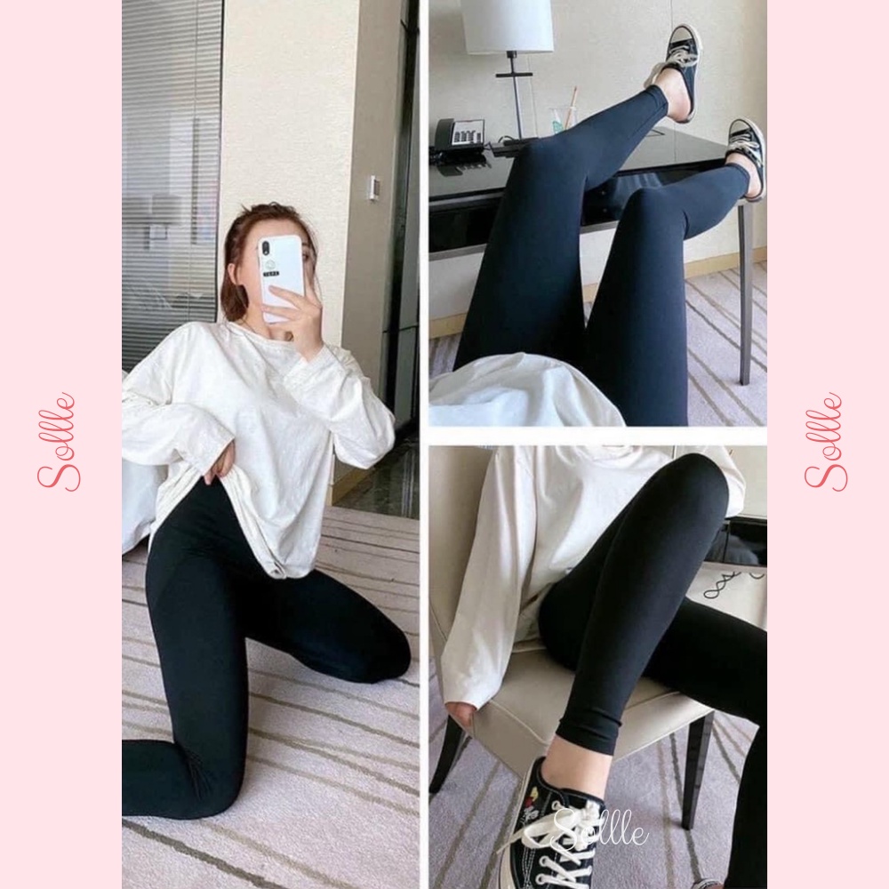 Quần legging nữ dài nâng mông cạp cao ôm body chất đẹp dày dặn Hàn Quốc Sollle