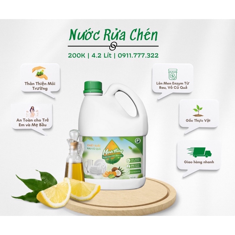 Nước Rửa Chén Hữu Cơ  Minh Hồng 4.2L - Đà Nẵng