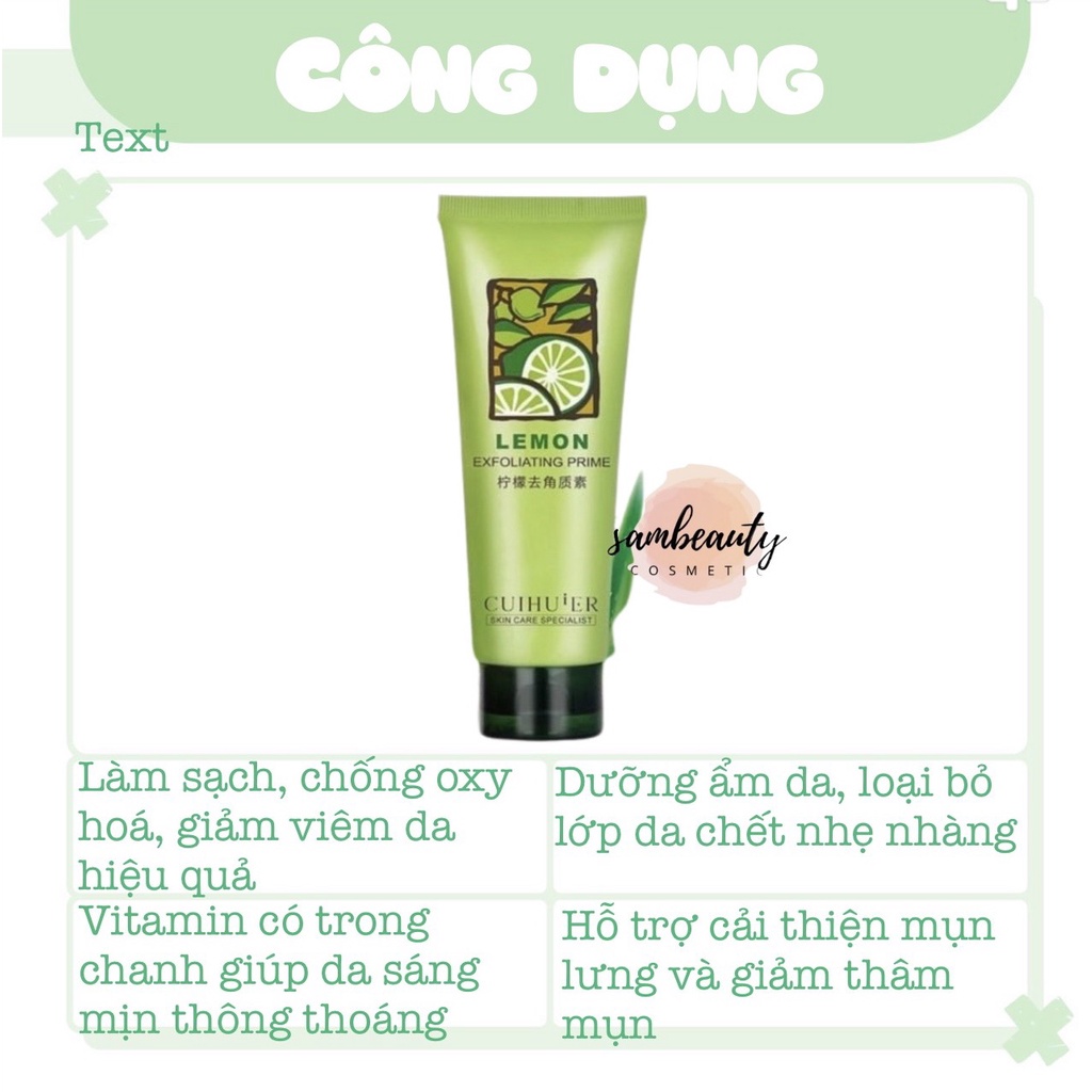 GEL TẨY DA CHẾT MẶT, TẨY TẾ BÀO CHẾT BODY chiết xuất tự nhiên từ chanh tươi 120g SamBeauty