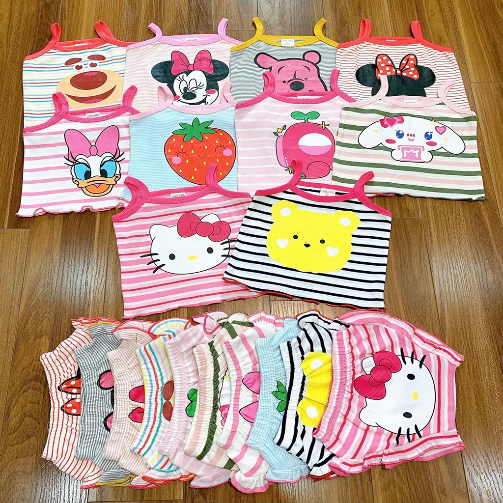 [ Mẫu Mới ] Bộ Chip 2 Dây In Hình Đáng Yêu Dành Cho Bé Gái Từ 8 - 20Kg KIDS21026