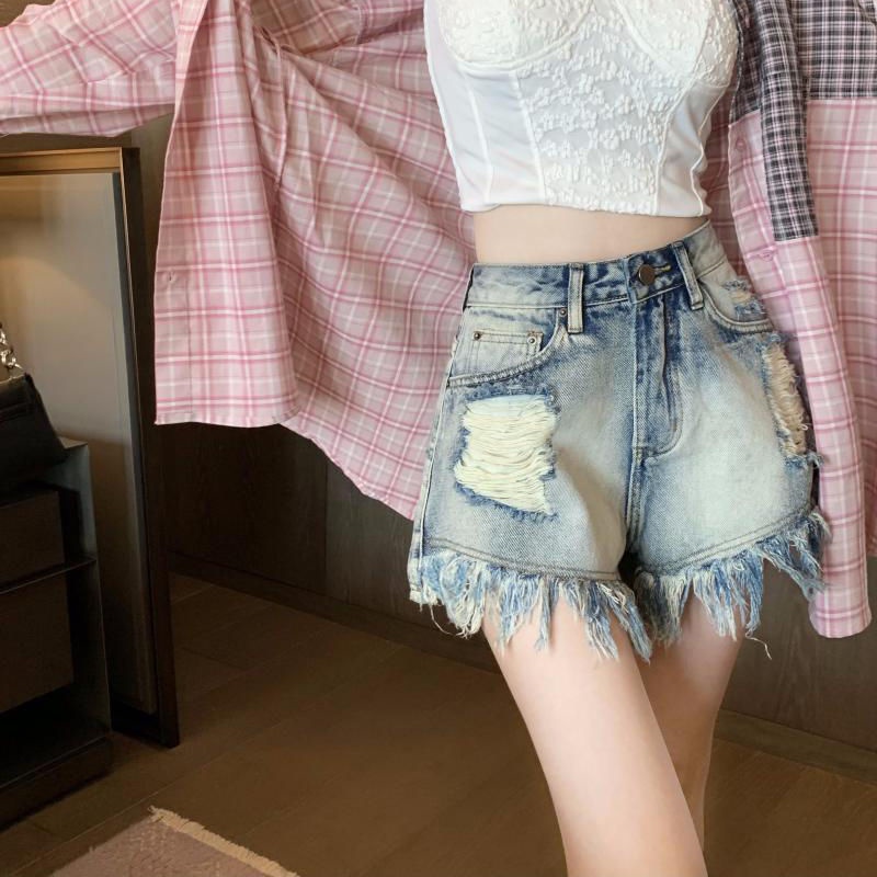 Quần short denim JSC lưng cao ống rộng thời trang mùa hè dành cho nữ
