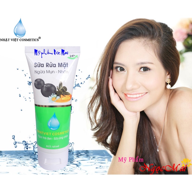 Sữa rửa mặt ngừa mụn - Nhờn dưỡng chất Ngọc trai đen - Sữa ong chúa Nhật Việt Cosmetics