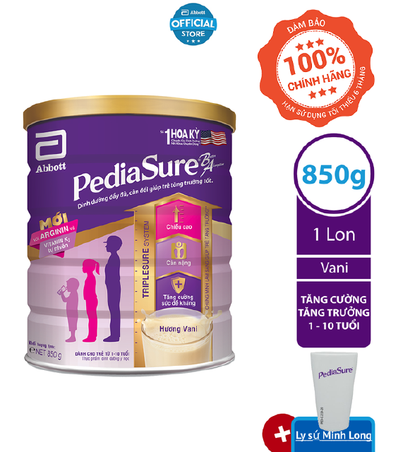 Tặng Ly sứ Minh Long] Sữa bột PediaSure 850g
