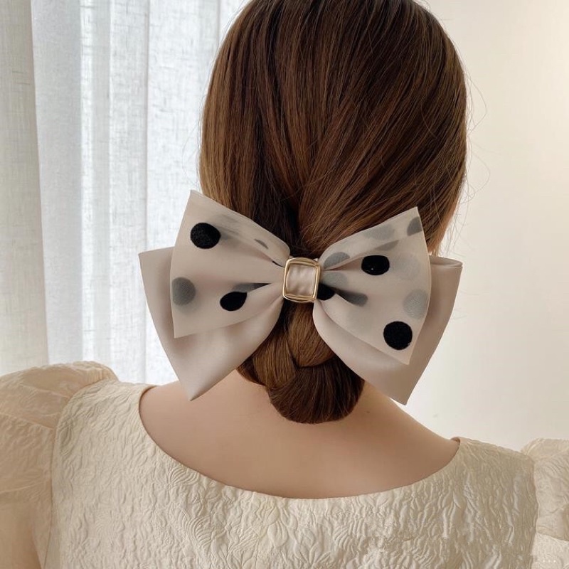 Cặp Tóc Nơ Tiểu Thư Đính Hạt Thời Trang Thịnh Hành Phong Cách Hàn Quốc