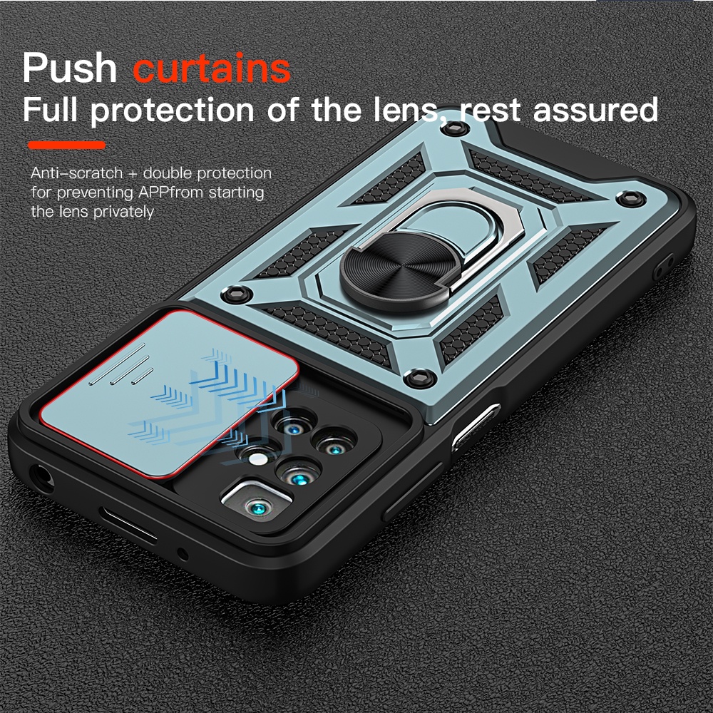 Ốp Điện Thoại Chống Sốc Có Nắp Trượt Bảo Vệ Camera Cho Redmi 10 Note 10 Pro 11T 10S 9 POCO M3 M4Pro F3 X3 GT