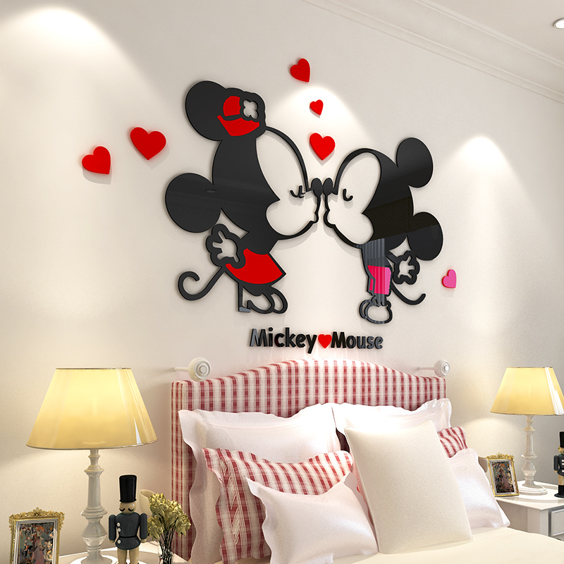 Tranh mica EPeBen dán tường nổi 3d hình mickey & mouse kiss decor trang trí mầm non, phòng cho bé