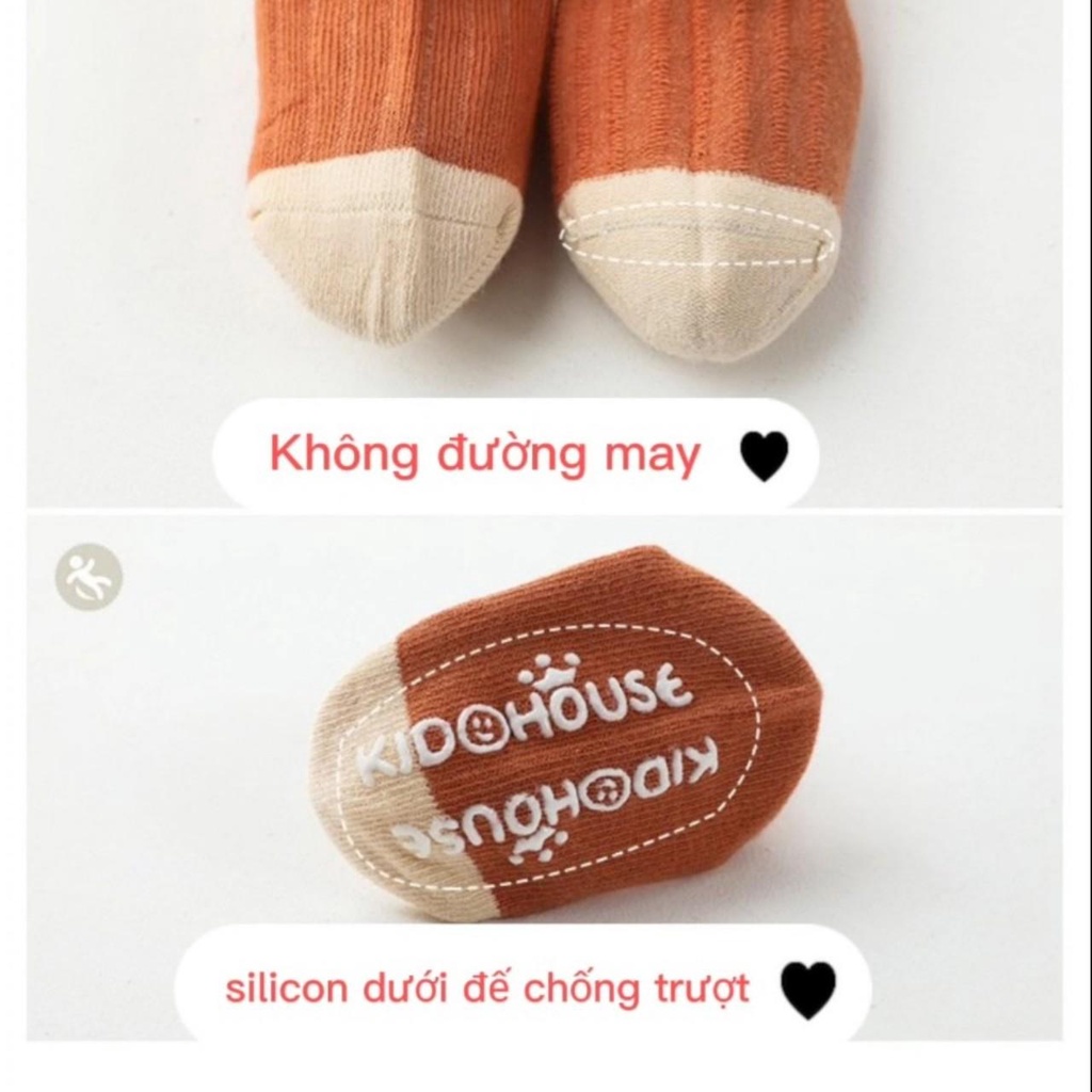 Tất len mùa đông cổ cao đế chống trượt phối màu cho bé trai/ bé gái (0-3 tuổi)