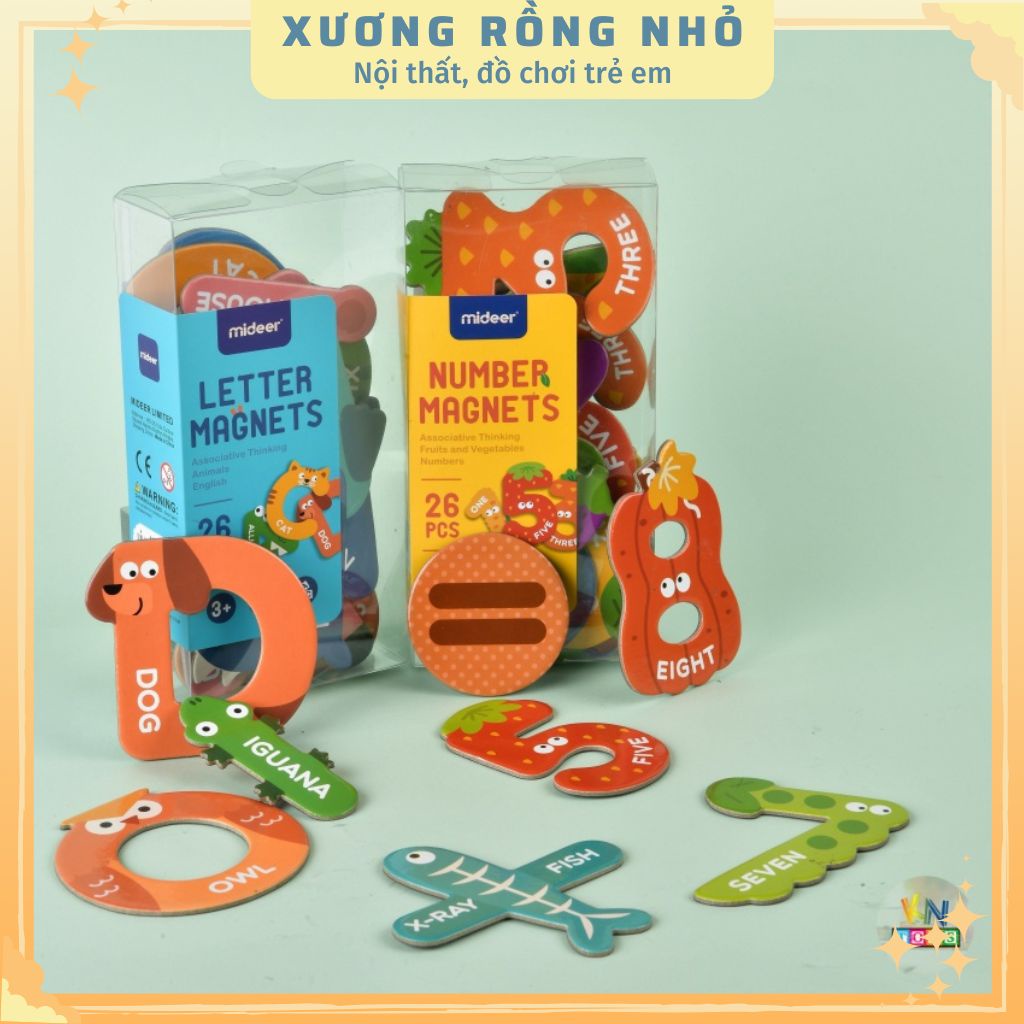 [Chính Hãng] Bộ số và chữ cái nam châm Mideer, Number Magnets gồm 26 miếng, đồ chơi nam châm học số và phép tính