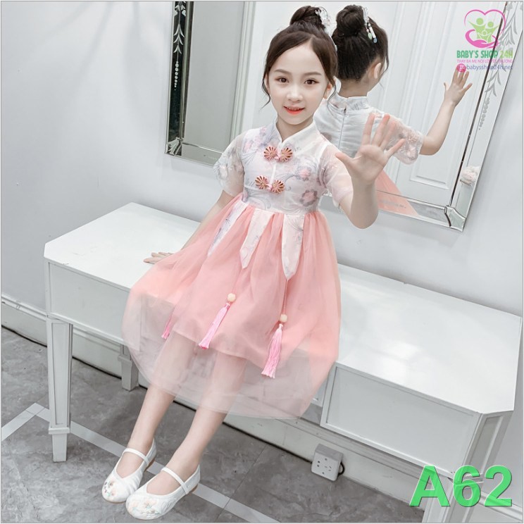 ĐẦM BÉ GÁI NGỌC BỘI A62 - Size Đại - Dành cho Mẫu Giáo & Tiểu Học
