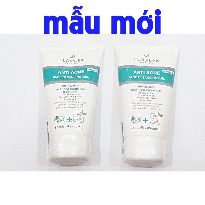 Floslek Pharma Gel Rửa Mặt Kháng Khuẩn Ngừa Mụn Antibacterial Face Cleansing Gel 125ml