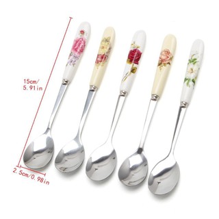 Thìa inox chuôi sứ cao cấp Camellia
