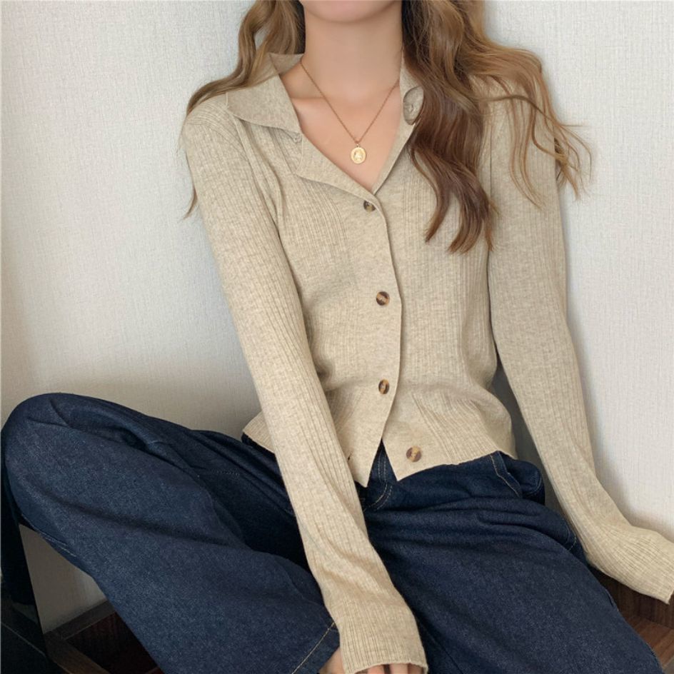 Bán Chạy!F &amp; X 2022 Áo Khoác Cardigan Dệt Kim Tay Dài Màu Trơn Phong Cách Hàn Quốc Dễ Phối Đồ Cho Nữ