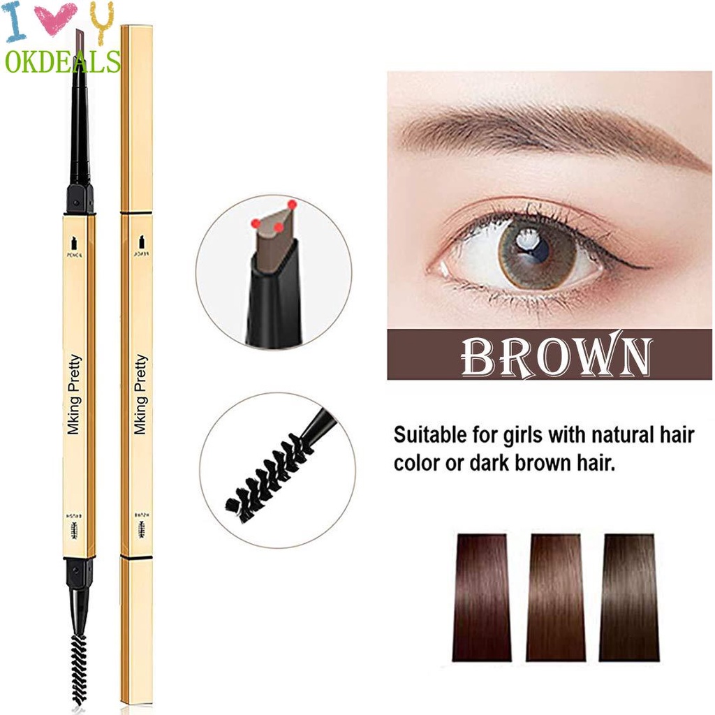Bút Chì Kẻ Lông Mày Hai Đầu Màu Nâu Đậm Quyến Rũ Chống Nước Thời Trang