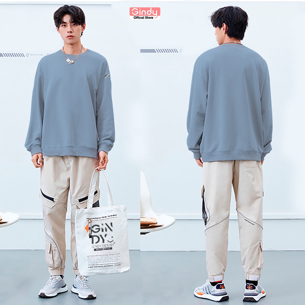 Áo nỉ sweater trơn nam nữ GINDY hoodie dài tay basic form rộng unisex chất nỉ Ulzzang Hàn Quốc thời trang thu đông A9101