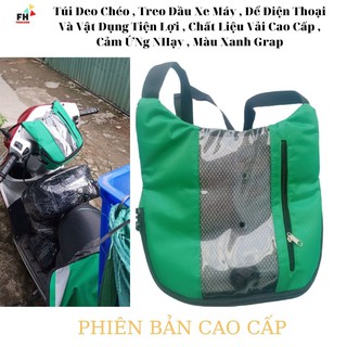 Túi Đeo Chéo , Treo Đầu Xe Máy , Để Điện Thoại Và Vật Dụng Tiện Lợi , Chất Liệu Vải Cao Cấp , Cảm ỨNg NHạy , Màu XanGrap