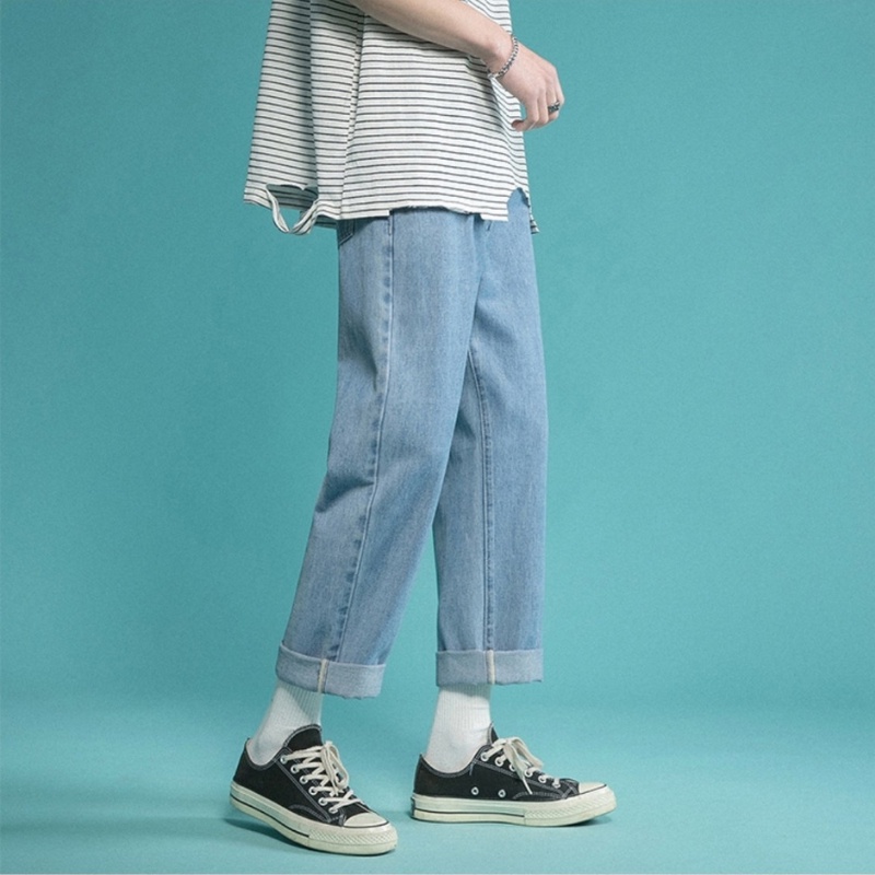 Quần Jean Nam Baggy ống suông, rộng, vải bò cao cấp, mầu xanh sky, xanh sáng, xám hottrend hàn quốc 2021-Trend Clothing