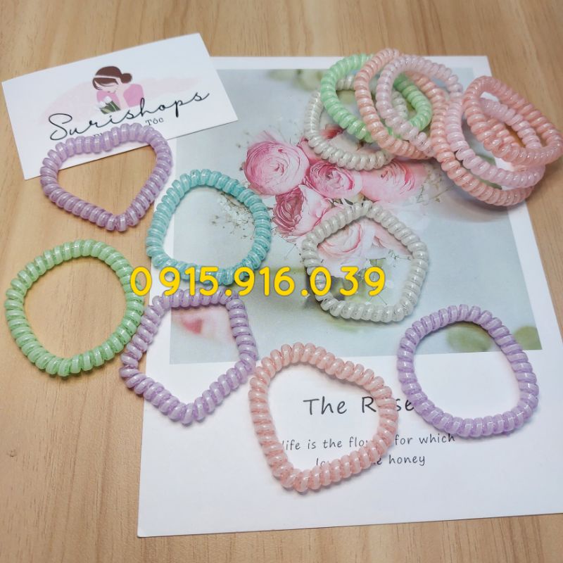 Set 5 Buộc Tóc Lò Xo Mẫu mới màu pastel size 4.5 cm