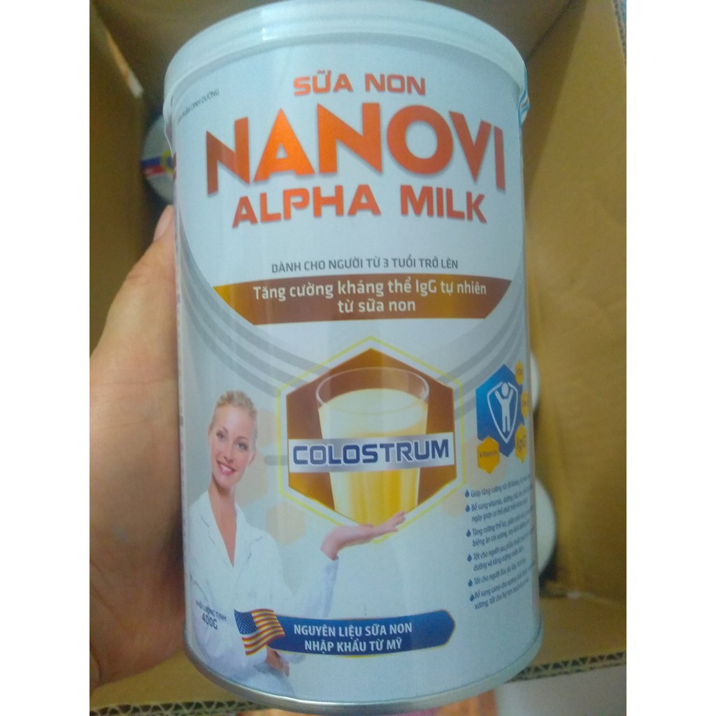 [Combo 02 lon] Sữa Non Nanovi Alpha Milk [400gr/lon] - Giúp tăng sức đề kháng, phục hồi nhanh sức khỏe, date 2024