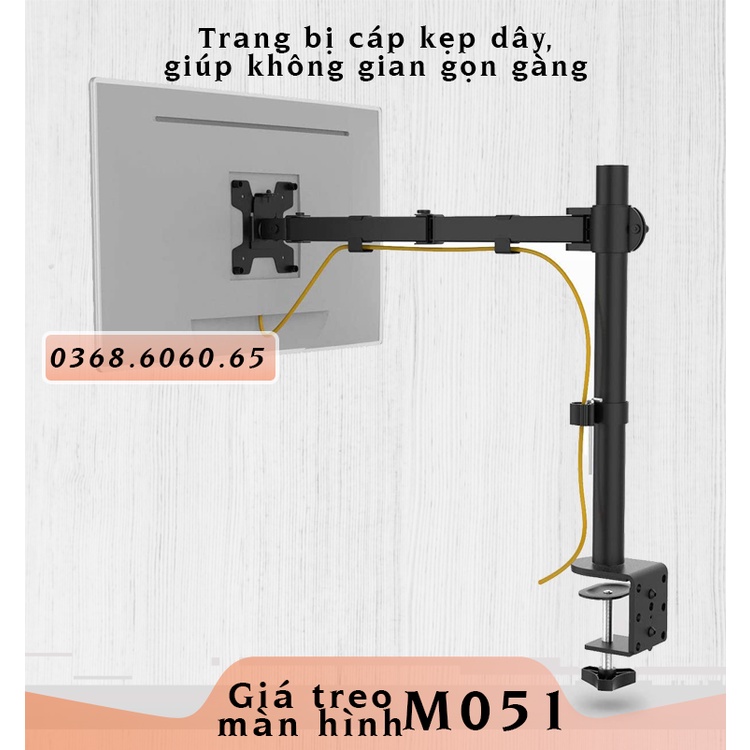 M051- Giá Đỡ Màn Hình/ Giá treo màn hình máy tính - Kẹp thành bàn [Màn hình 17 – 27”] [ Rẻ Hơn NB F80- H80]