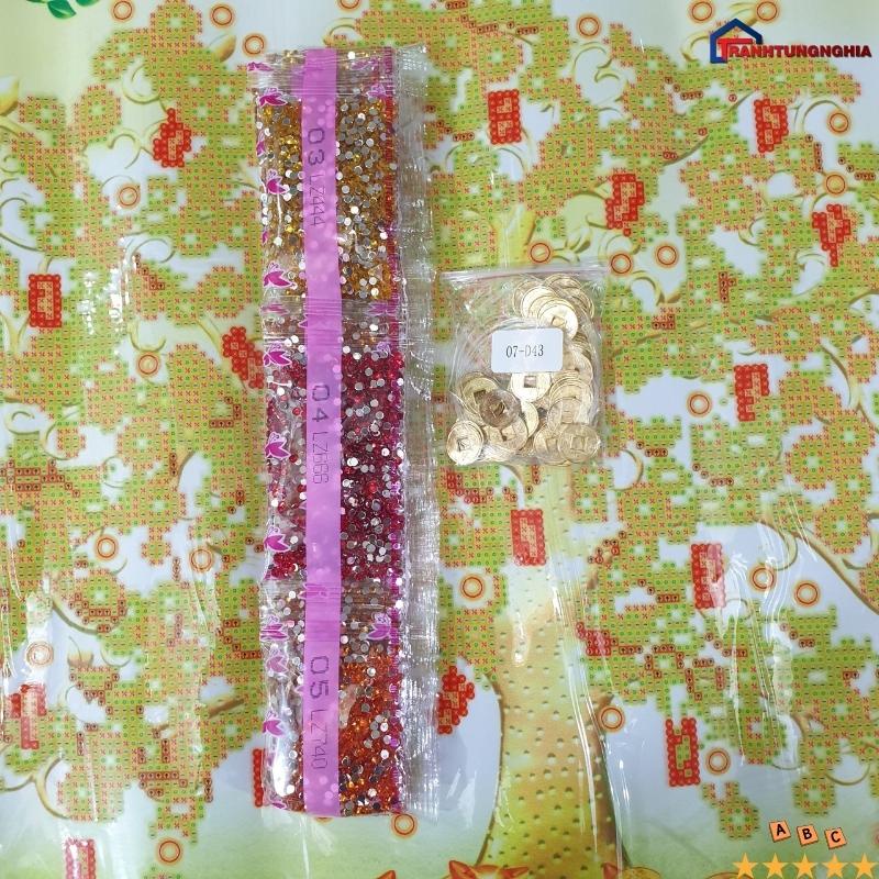 HÀNG LOẠI 1 - Tranh đính đá cây kim tiền tài lộc 1m x 50cm
