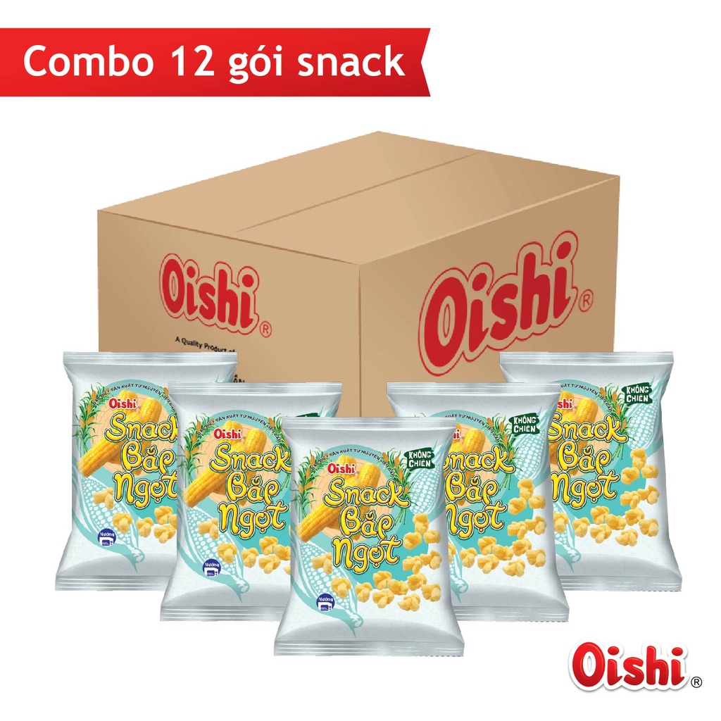 Combo 12 gói Oishi Snack Bắp Ngọt (75g/ gói)