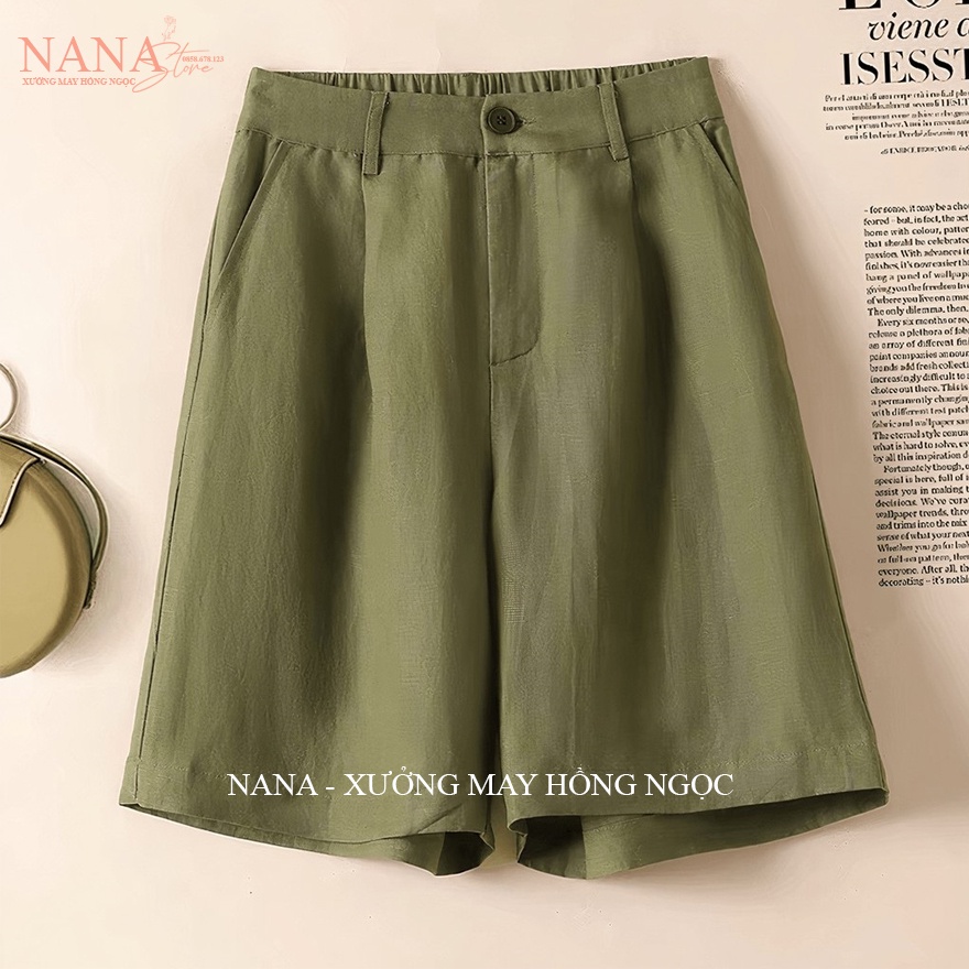 Quần đùi đũi nữ ống rộng lưng thun chun mặc ở nhà - Quần short nữ ống rộng cạp cao khóa thật vải đũi xước mềm đi biển | BigBuy360 - bigbuy360.vn