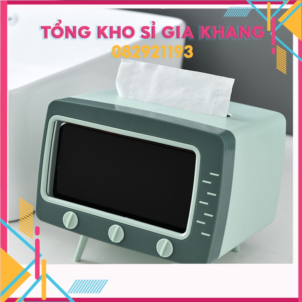 sp529 Hộp đựng giấy hình tivi (vừa để giấy vừa giá để điện thoại) T2