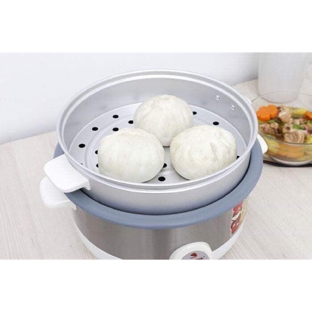 Lẩu Điện Đa Năng nắp kính có xửng hấp Happy Cook HCHP-350ST 1300W 3.5L (Bạc)