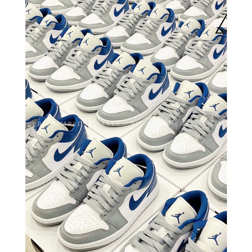 Giày Nike Air Jordan 1 Low French Blue Chính Hãng 💙SIMPLE SNEAKER💙 Air Jordan 1 White Grey Blue