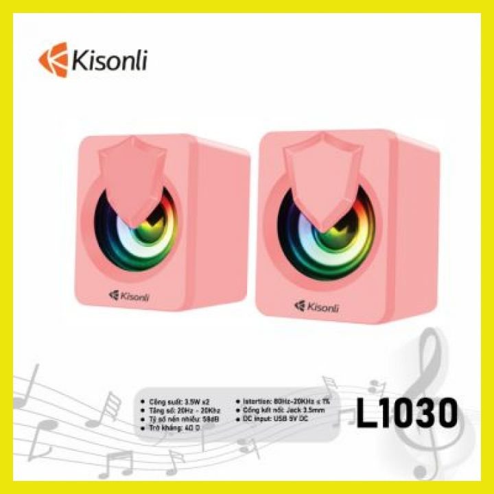 Loa Vi Tính Mini Để Bàn Cao Cấp Bass Ấm, Loa Máy Tính Để Bàn Mini Màu Hồng Dễ Thương LED RGB Chính Hãng 2.0 KISONLI L103