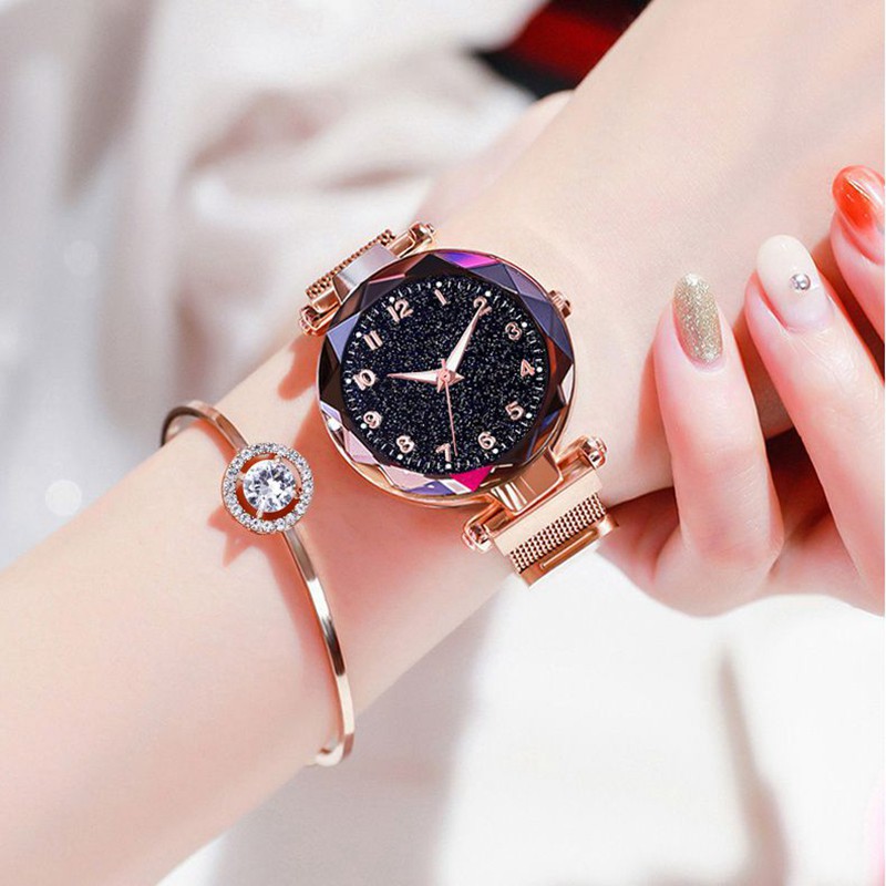 Đồng Hồ Nữ Dây Nam Châm Dây Lụa Madlyz Mặt Đính Kim Tuyến, Tặng Vòng tay | BigBuy360 - bigbuy360.vn