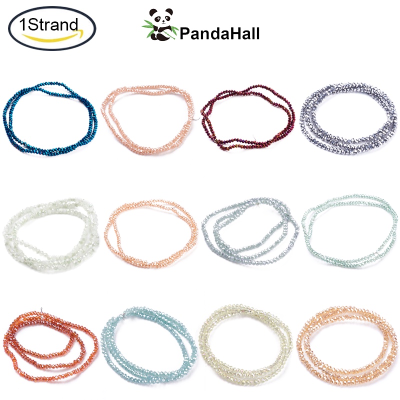 Sợi chuỗi 190~195 hạt cườm bằng thủy tinh mạ điện 2.5x2mm 17.5 inch