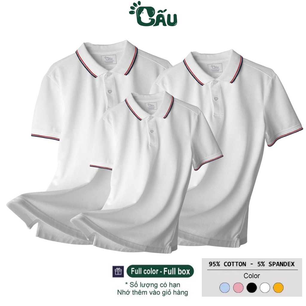 Áo thun Polo GẤU 194 Gia Đình Cá Sấu Viền Cổ Unisex vải cá sấu Poly co dãn 4 chiều dày dặn form gerular fit - GĐV 3 sọc