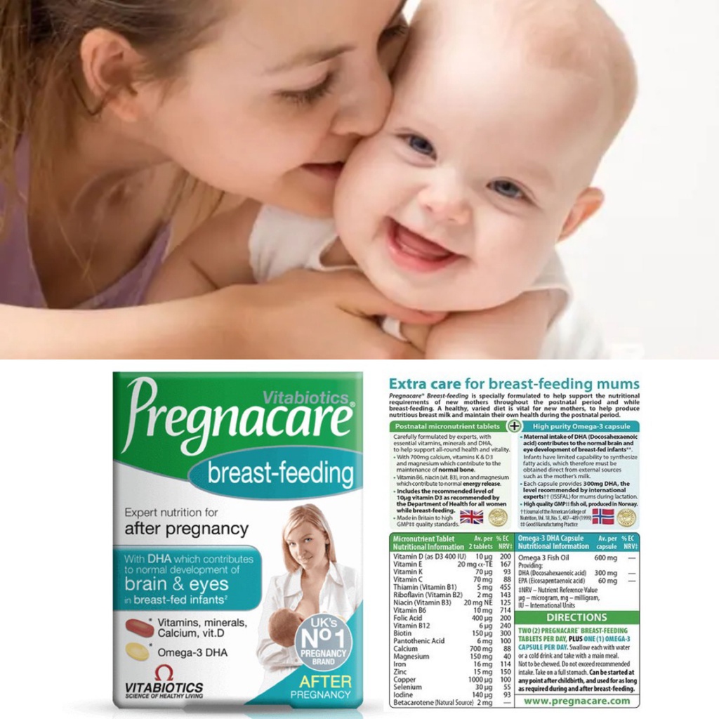 Pregnacare Breast feeding - Vitamin Tổng Hợp Cho Mẹ Sau Sinh, Omega 3, DHA, Tăng Sức Đề Kháng (Hộp 84 Viên) [Chính Hãng]