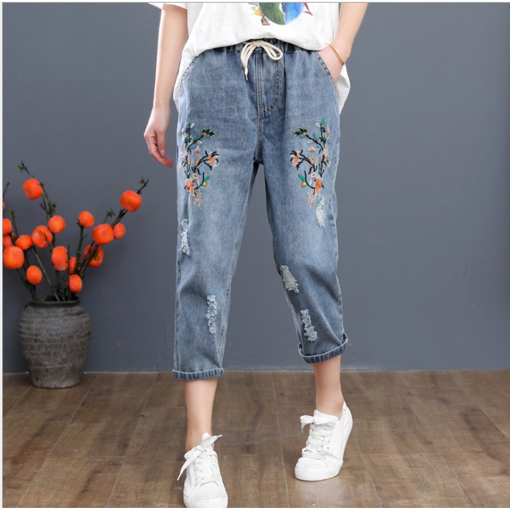 Quần jean baggy mềm mẫu mới QB30 thêu loại 1