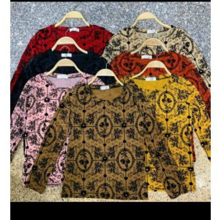 Áo Nhung Dài Tay Nhiều Màu Hoạ Tiết Hoa