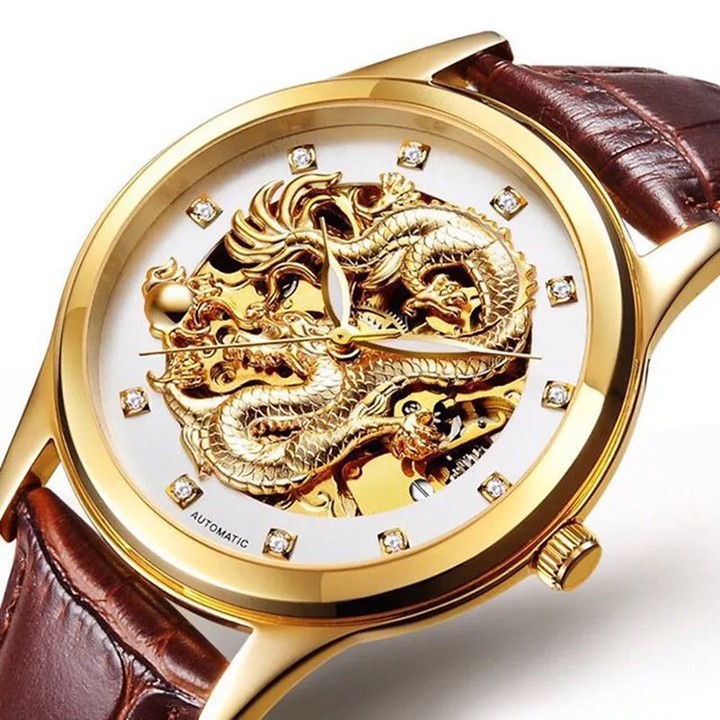 Đồng Hồ Cơ Nam Movt mặt rồng tặng vòng tay may mắn