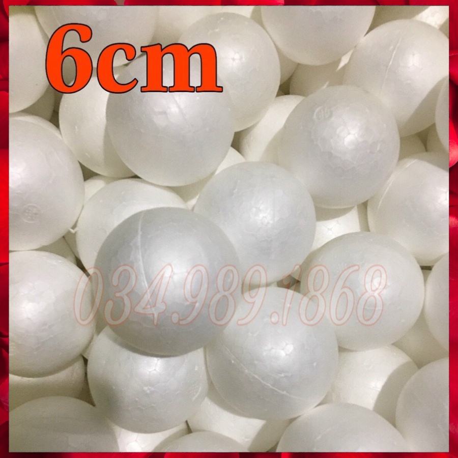 Quả cầu xốp tròn, đường kính 6cm, 8cm, 10cm, 12cm làm bông cẩm tú cầu, decor nhà cửa